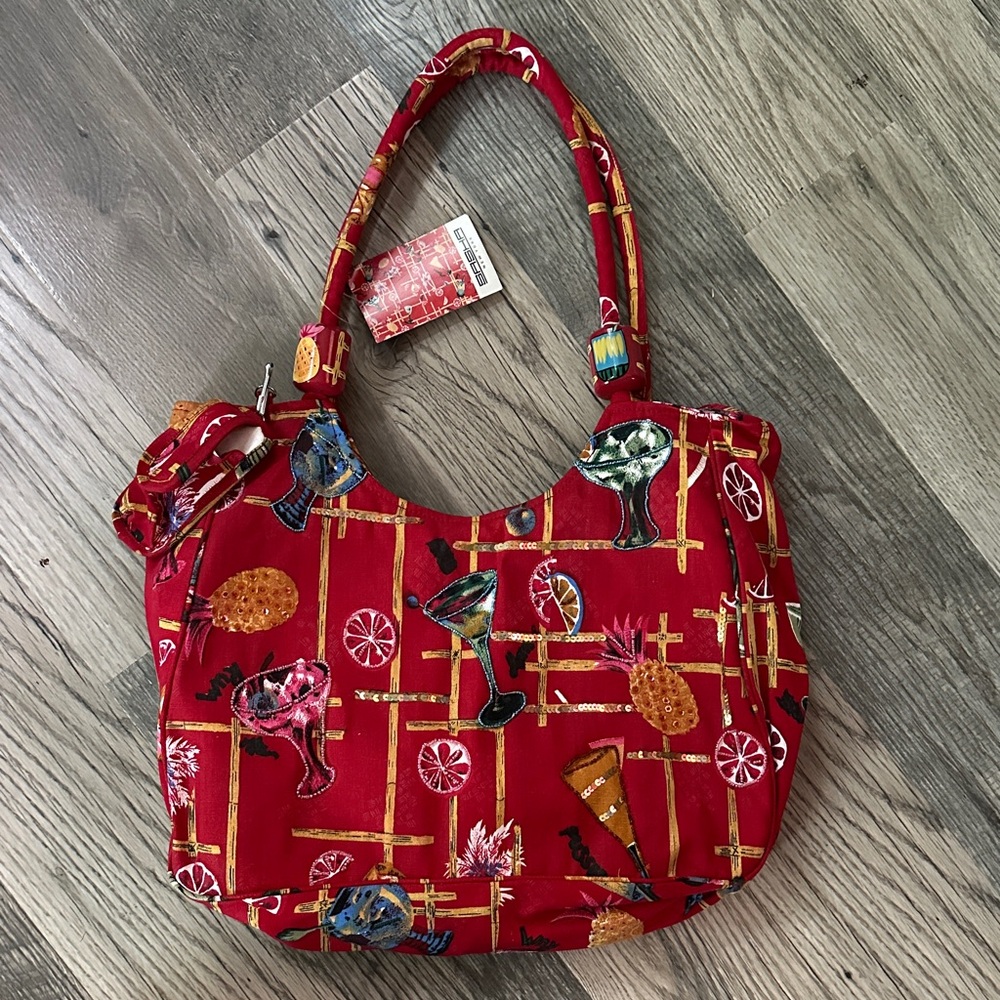 Sasha NWT Red‎ drink Patterned Women's shoulder bag